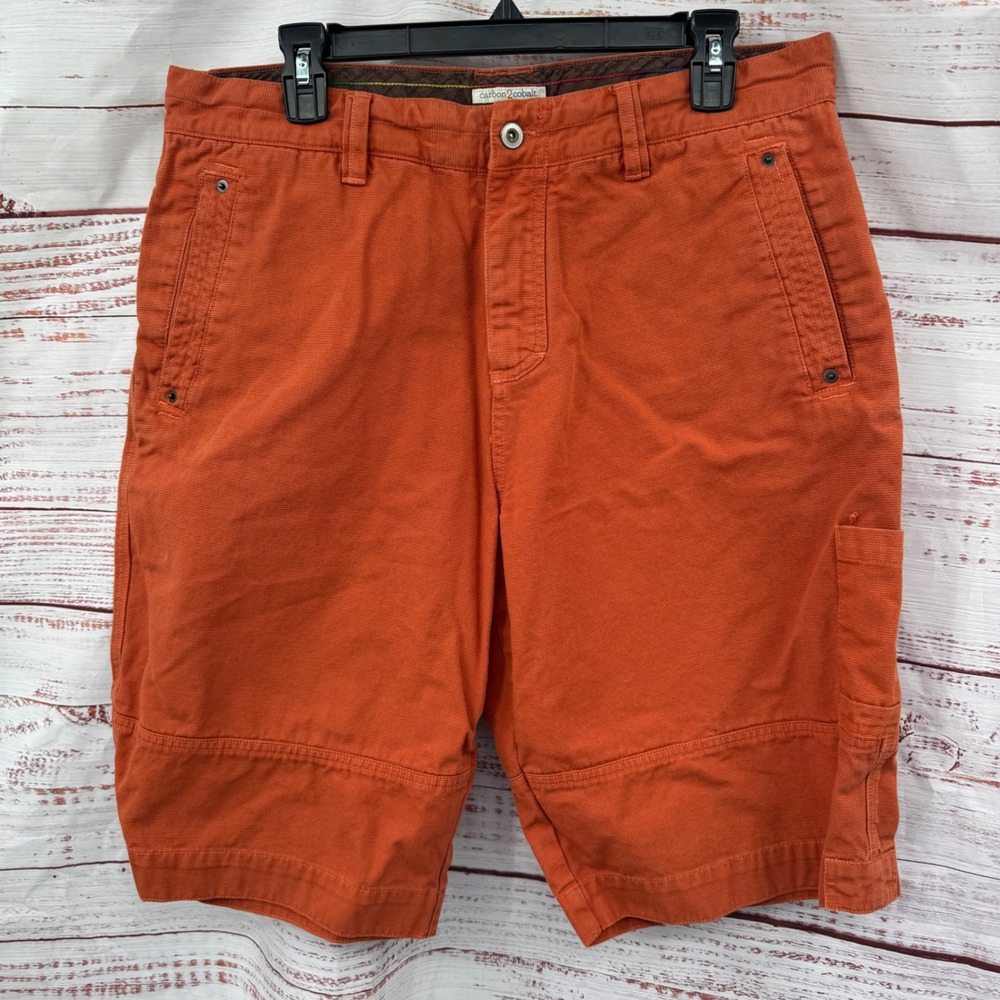 Carbon‎ 2 Cobalt Shorts Mens Size 36 Orange Denim Twill Cargo Utility Casual